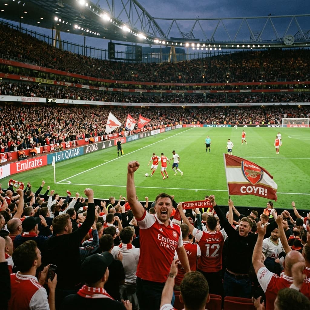 A view from the lower bowl of a massive stadium during a soccer match